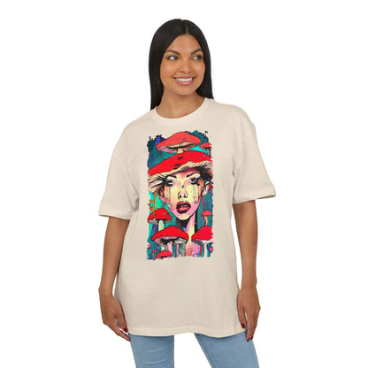 Colorful Art Tee, Unisex Heavy Oversize Tee with Mushroom Design, Casual Wear, Graphic Shirt, Gift for Art Lovers, Streetwear Style