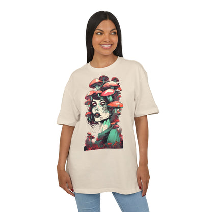 Mushroom Woman Oversized Tee, Bohemian Graphic T-Shirt, Unique Art Tee, Festival Wear, Streetwear Style Top