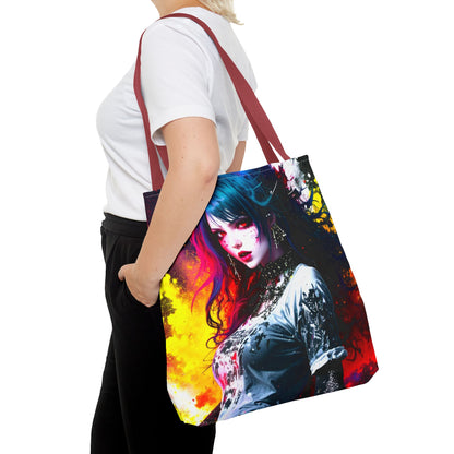 Vibrant Art Tote Bag, Gothic Chic Shopper, Colorful Beach Bag, Unique Gift for Her, Boho Style Tote, Festival Essential