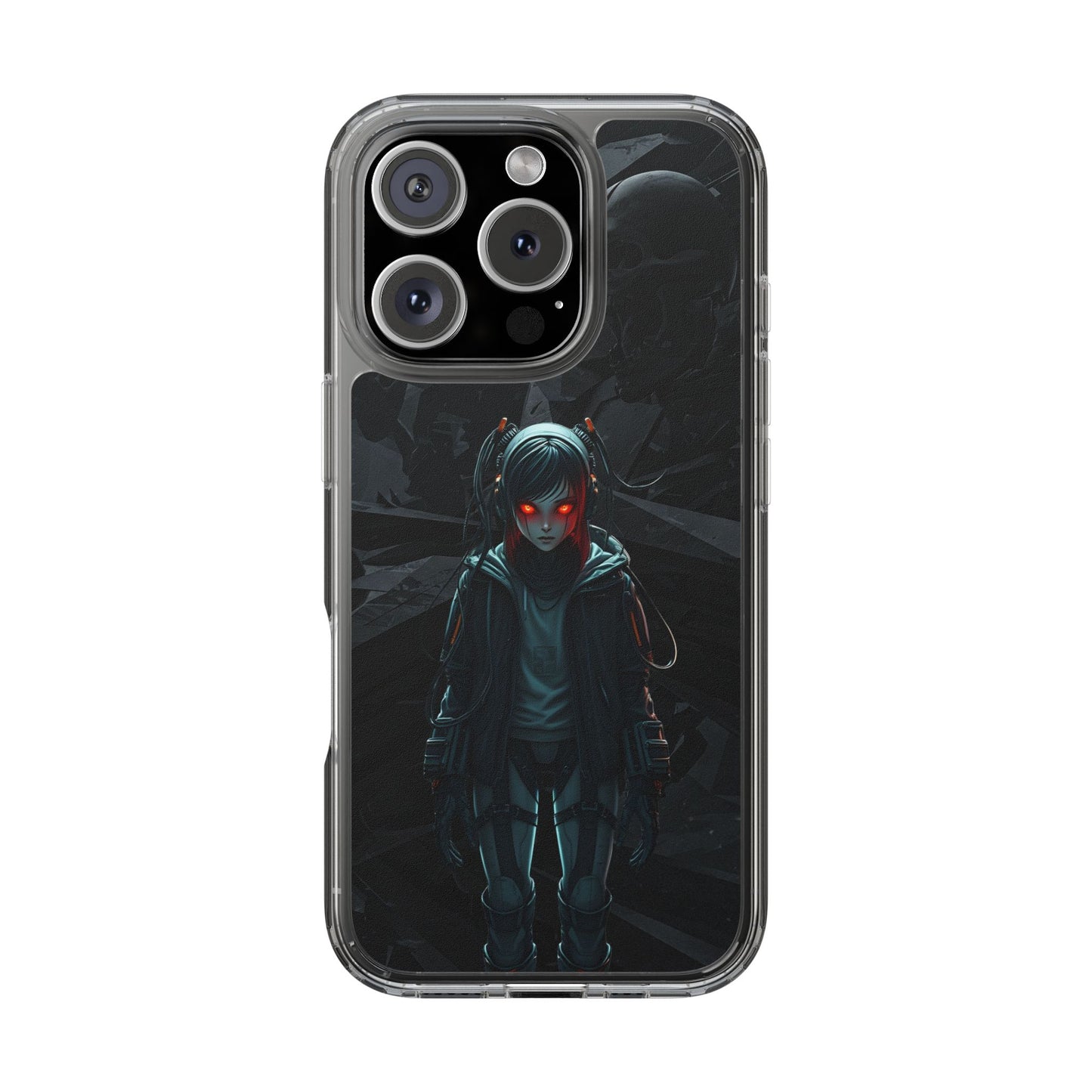 Futuristic Clear Phone Case with Cyberpunk Design - Edgy and Stylish