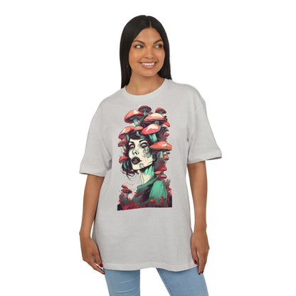 Mushroom Woman Oversized Tee, Bohemian Graphic T-Shirt, Unique Art Tee, Festival Wear, Streetwear Style Top
