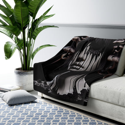 Mystical Mushroom Sherpa Fleece Blanket - Cozy & Artistic