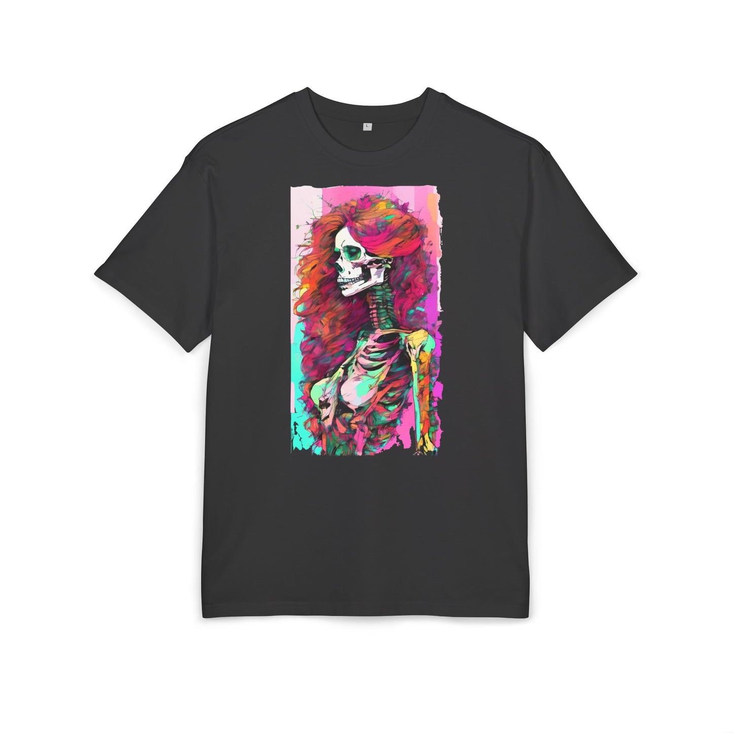 Vibrant Skeleton Art Unisex Heavy Oversize Tee, Halloween Shirt, Statement Tee, Graphic Tee, Casual Wear, Gift