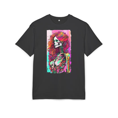 Vibrant Skeleton Art Unisex Heavy Oversize Tee, Halloween Shirt, Statement Tee, Graphic Tee, Casual Wear, Gift