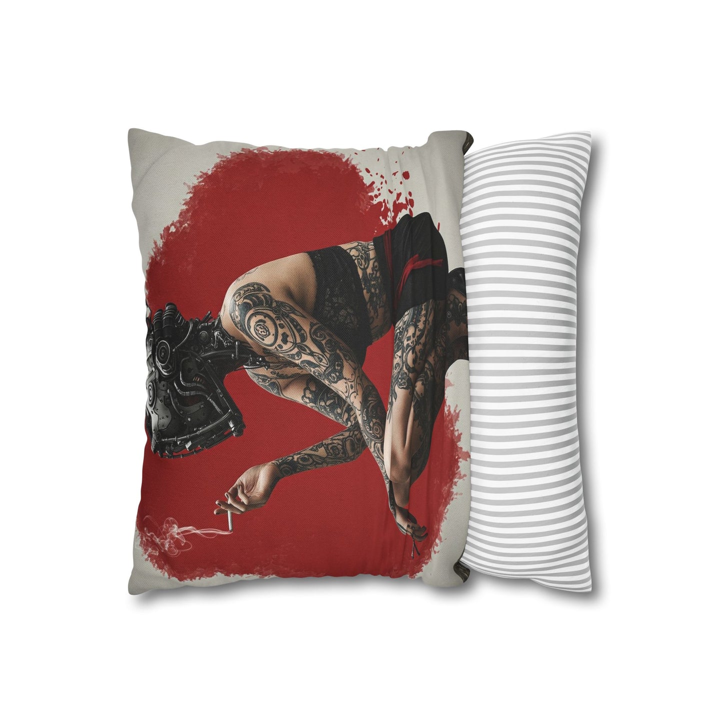 Edgy Tattoo Art Pillowcase | Boho Decor, Home Accent, Gift for Her, Trendy Cushion, Festival Style