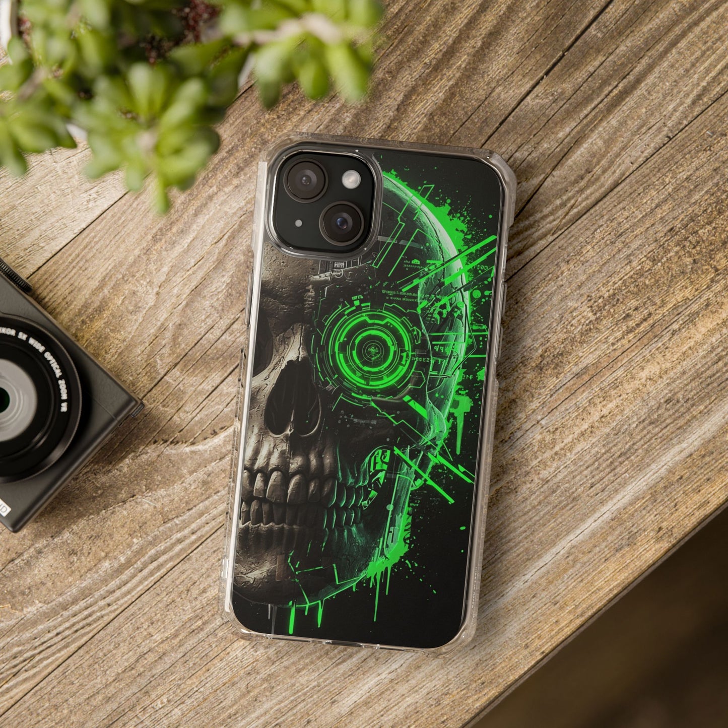 Skull Graphic Phone Case - Magnetic Clear Impact Cases, Skull Design, Unique Phone Protection, Edgy Gift for Tech Lovers