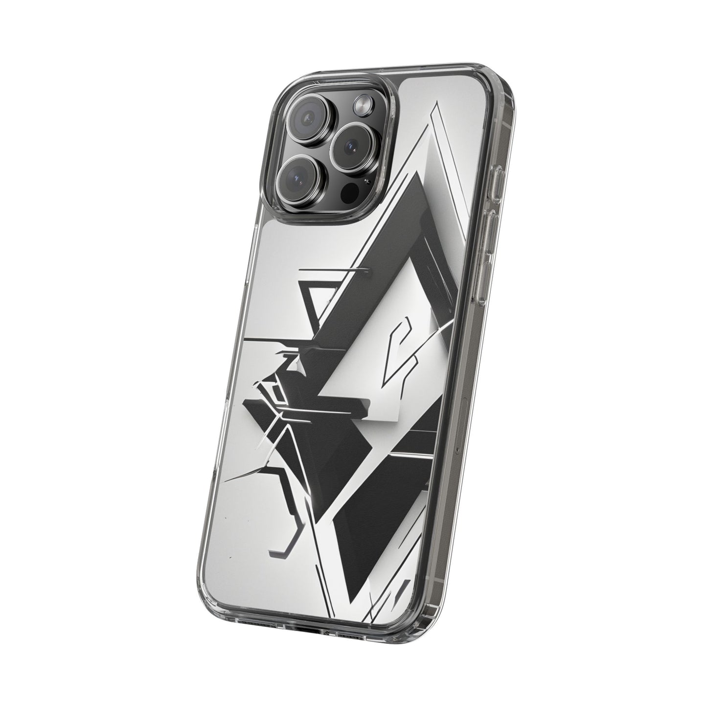 Clear Phone Case with Abstract Edgy Design Print