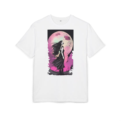 Unisex Heavy Oversize Tee with Moonlit Design, Graphic Tee for Night Lovers, Alternative Fashion, Halloween Shirt, Gift for Her