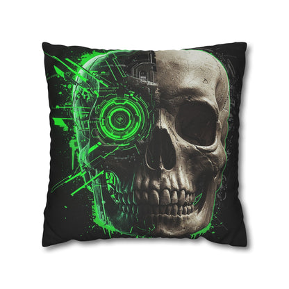 Futuristic Skull Pillowcase | Gothic Decor, Cyberpunk Home Accessories, Unique Gift, Halloween Decor, Throw Pillow