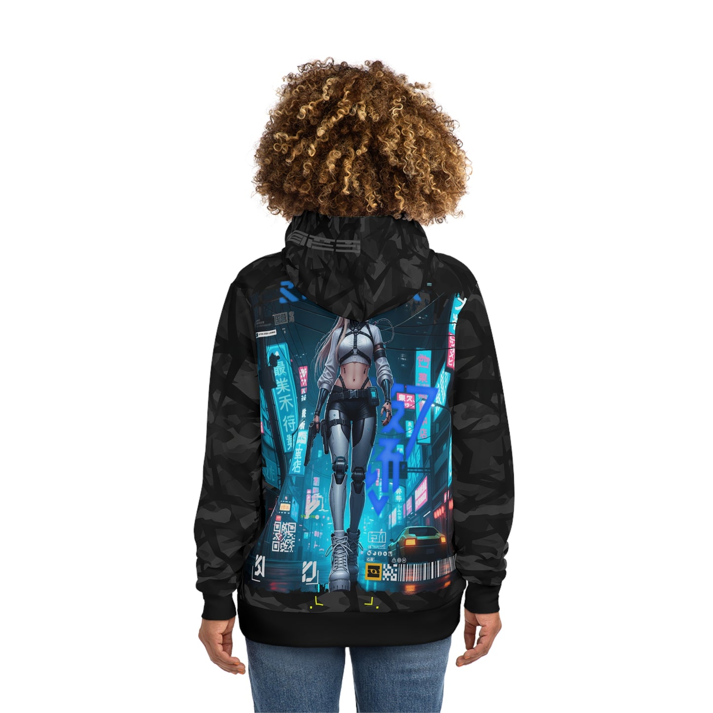 Futuristic Graphic Hoodie, Cyberpunk Sweatshirt, Unique Streetwear, Edgy Fashion Layer, Gift for Gamers, Urban Outfit