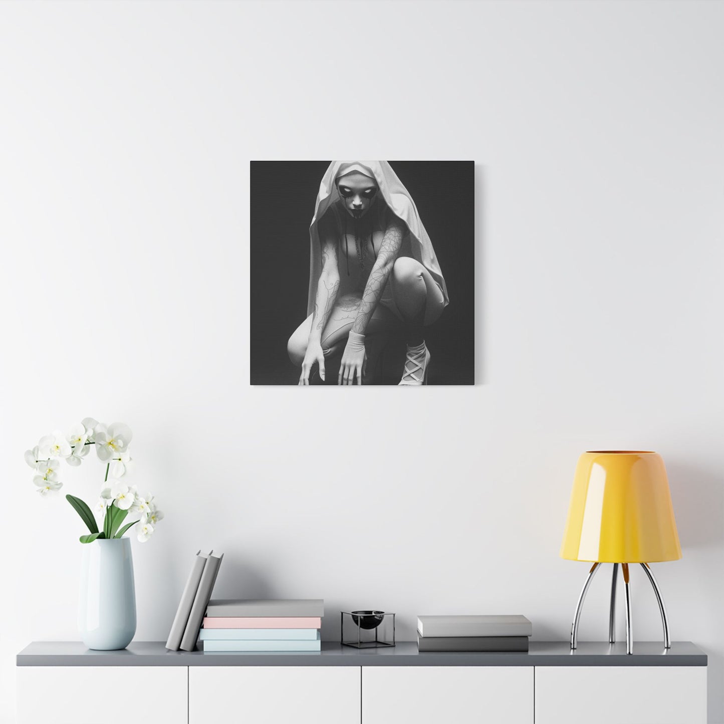 Gothic Art Print, Horror Decor, Canvas Wall Art, Home Aesthetic, Unique Gift, Modern Black and White Art