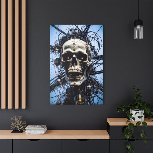 Skull Art Canvas, Frightening Wall Decor for Halloween, Gothic Home Decoration, Unique Gift for Horror Lovers, Skull Artwork, Spooky Theme