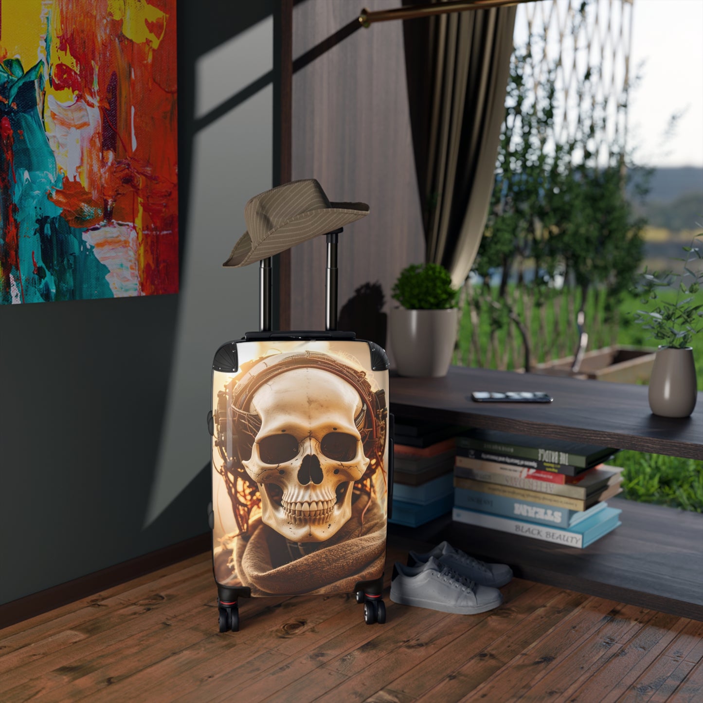 Stylish Skull Suitcase - Unique Travel Luggage for Adventurers, Halloween Travel, Vintage Boho Style, Skull Design, Gifts for Travelers
