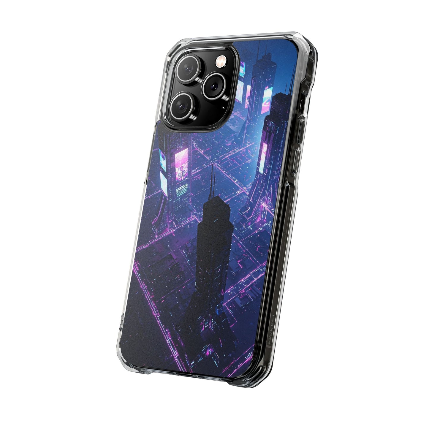 Futuristic Cityscape Phone Case, Customizable Clear Impact Case, Gift for Tech Lovers, Unique Phone Accessory, Aesthetic Cell Phone Cover