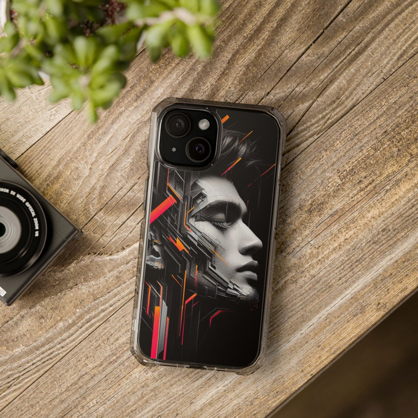 Magnetic Clear Impact Cases with Abstract Graphic, Stylish Phone Protection, Modern Gift for Tech Lovers, Unique Case