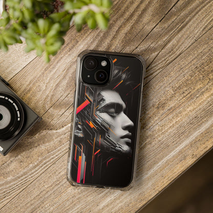 Magnetic Clear Impact Cases with Abstract Graphic, Stylish Phone Protection, Modern Gift for Tech Lovers, Unique Case
