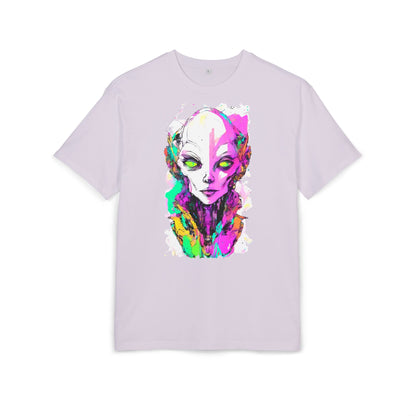 Colorful Alien Graphic Unisex Heavy Oversize Tee | Casual Streetwear, Gift for UFO Enthusiasts, Statement Tee, Festival Wear, Unique Art Tee