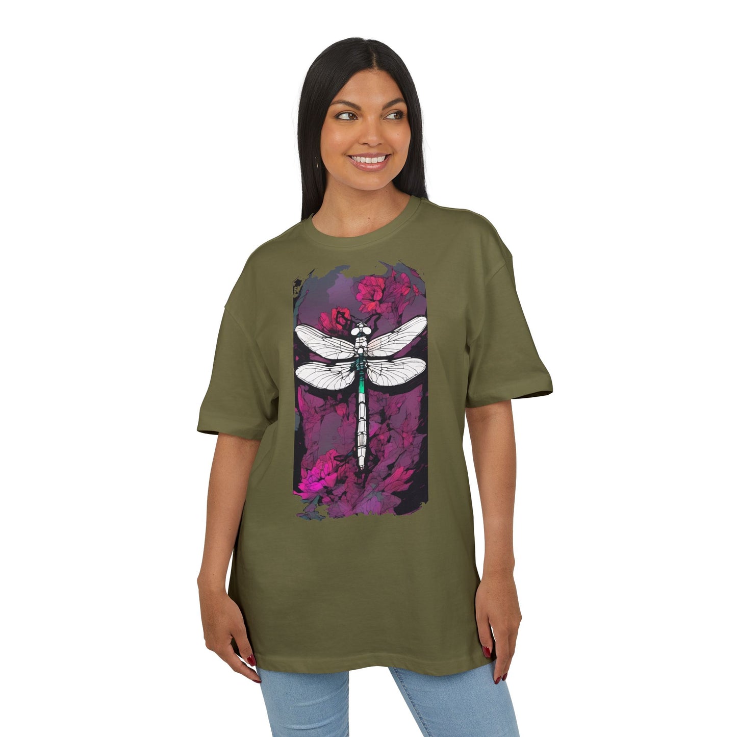 Dragonfly Art Unisex Heavy Oversize Tee, Nature Lover Shirt, Gift for Her, Artistic Tee, Summer Fashion, Relaxed Fit Clothing