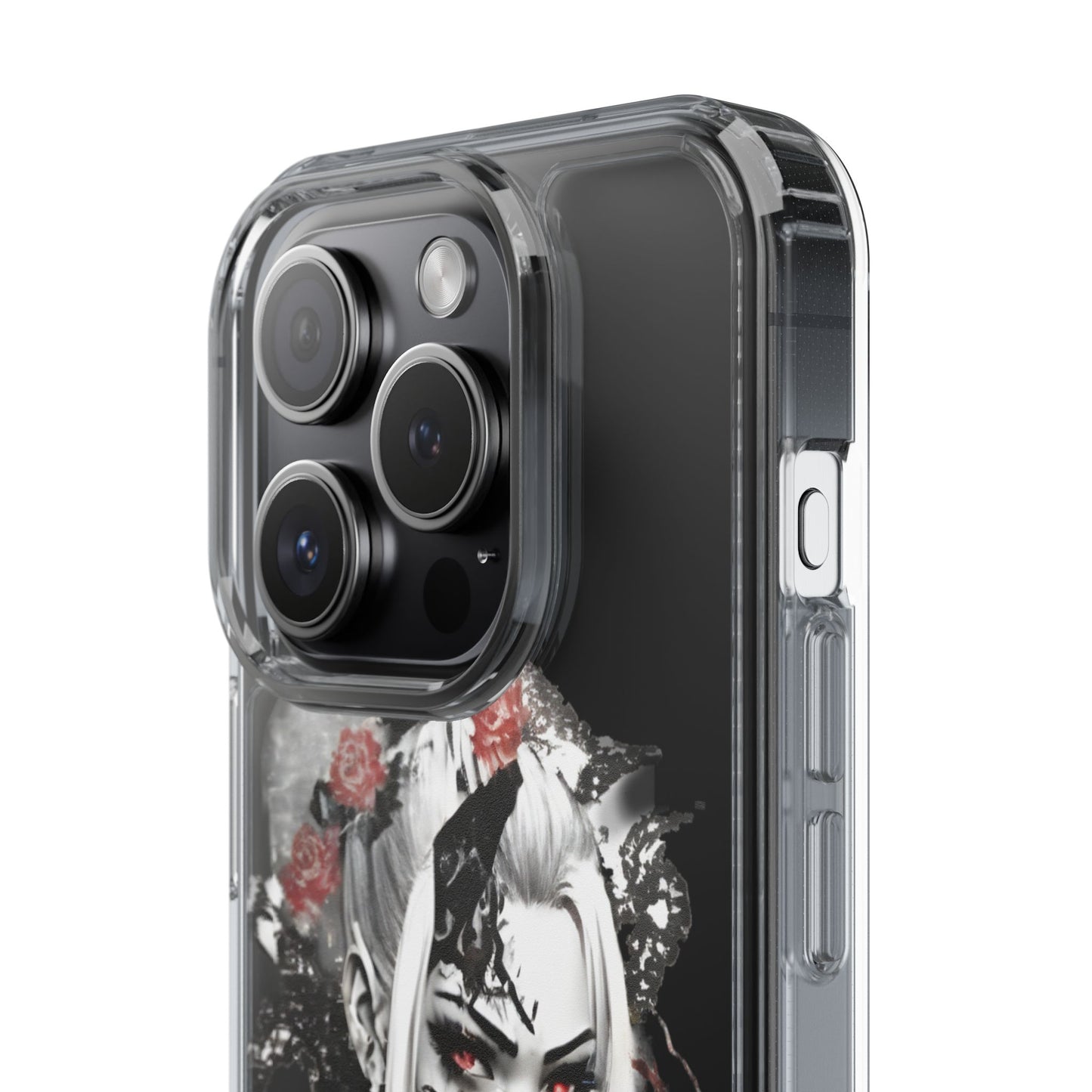 Artistic Clear Phone Case with Floral Design