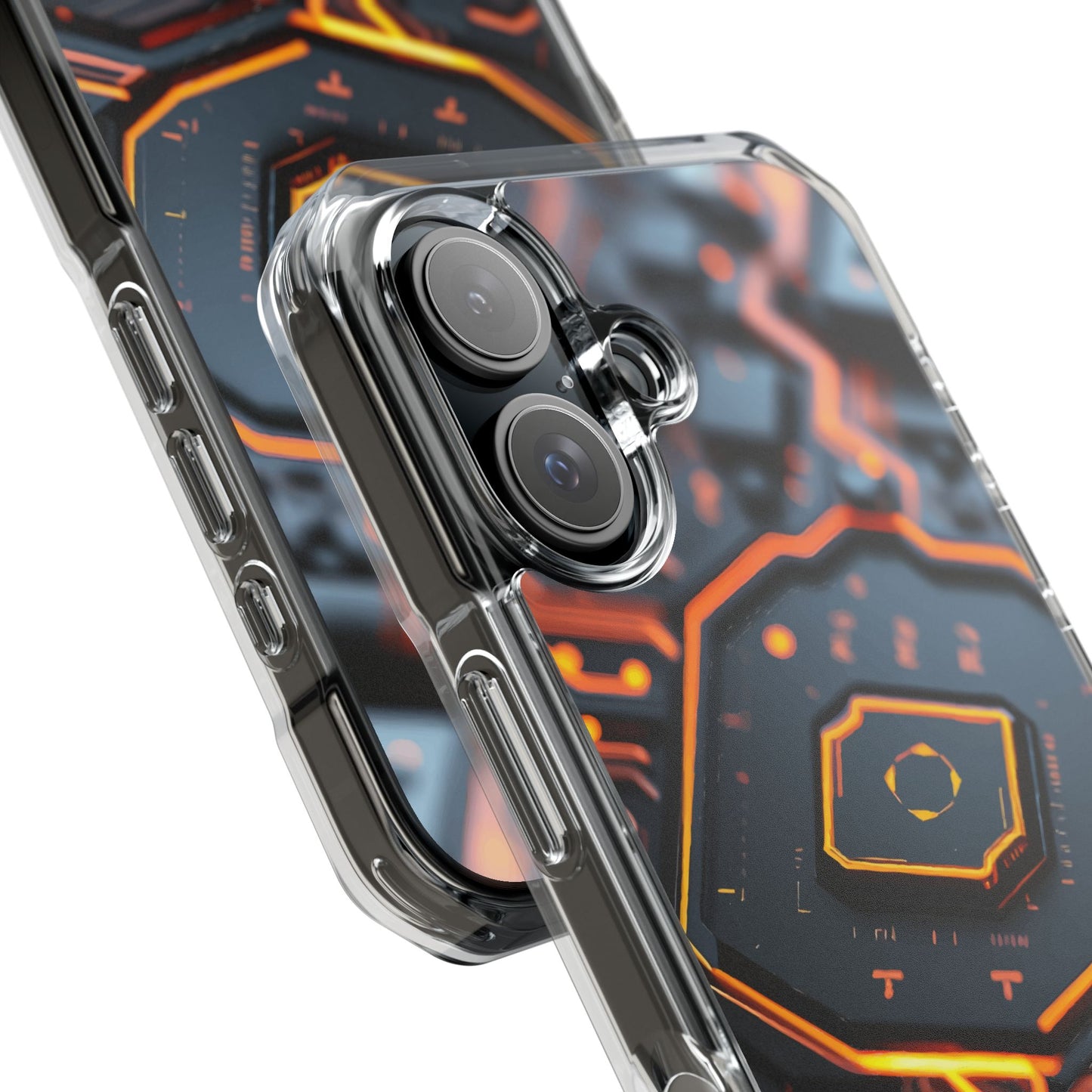 Futuristic Magnetic Phone Case, Clear Impact Case, Stylish Tech Accessory, Gifts for Tech Enthusiasts, Unique Phone Cover