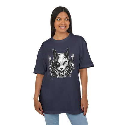 Cyber Cat Graphic Tee - Unisex Oversized T-Shirt, Cool Streetwear, Gift for Cat Lovers, Futuristic Design, Casual Everyday Wear