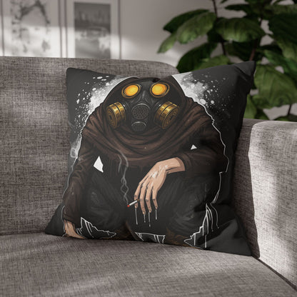 Gothic Gas Mask Pillowcase - Unique Home Decor, Edgy Throw Pillow, Gifts for Sci-Fi Fans, Alternative Room Style, Men’s Bedroom Decor