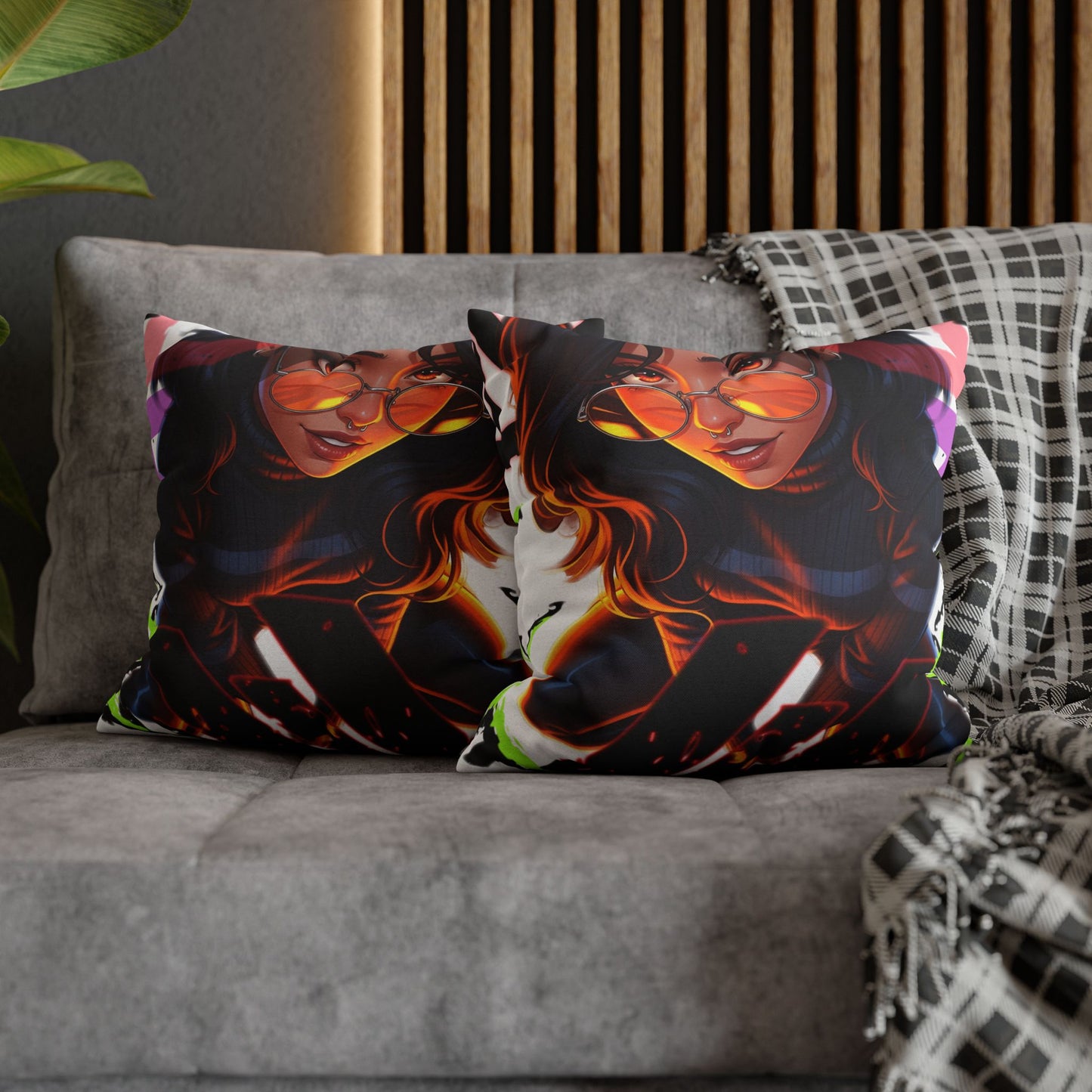 Vibrant Art Throw Pillow, Cozy Home Decor, Unique Gift for Gamers, Boho Cushion for Comfort, Stylish Accent Pillow