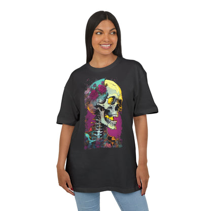Colorful Skull Oversize Tee, Unisex Graphic Shirt, Edgy Streetwear, Casual Summer Top, Halloween Costume, Gift for Art Lovers
