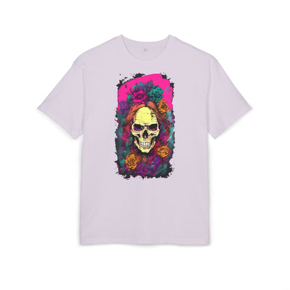 Skull Floral Oversize Tee - Graphic T-Shirt for Halloween, Festival Wear, Unisex Casual, Unique Gift