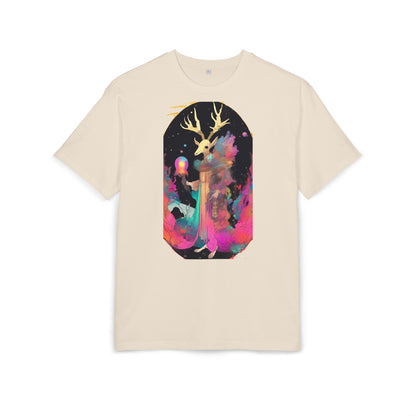 Cosmic Stag Unisex Oversize Tee | Bohemian Vibe T-Shirt, Fantasy Apparel, Unique Gift, Art-Inspired Fashion, Summer Style