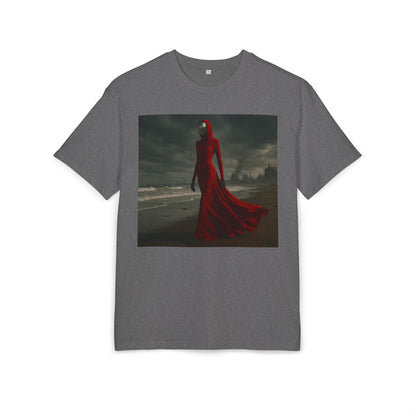 Mystical Red Hooded Tee - Unisex Oversize T-Shirt, Grunge Fashion, Streetwear Style, Gift for Horror Fans, Casual Wear