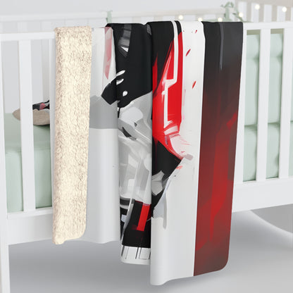 Edgy Graphic Sherpa Fleece Blanket - Cozy Modern Art Throw for Home Décor