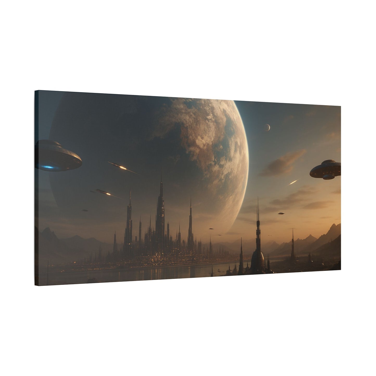 Stretched Canvas Art Print, Sci-Fi Landscape Decor, Galaxy Wall Art, Unique Home Decoration, Gift for Space Lovers
