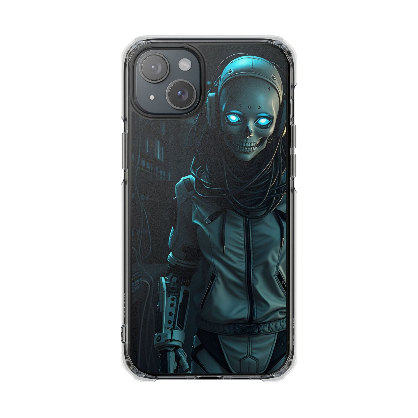 Futuristic Robot Phone Case, Magnetic Clear Impact Case, Unique Gift for Tech Lovers, Protective Smartphone Accessory, Cyberpunk Style