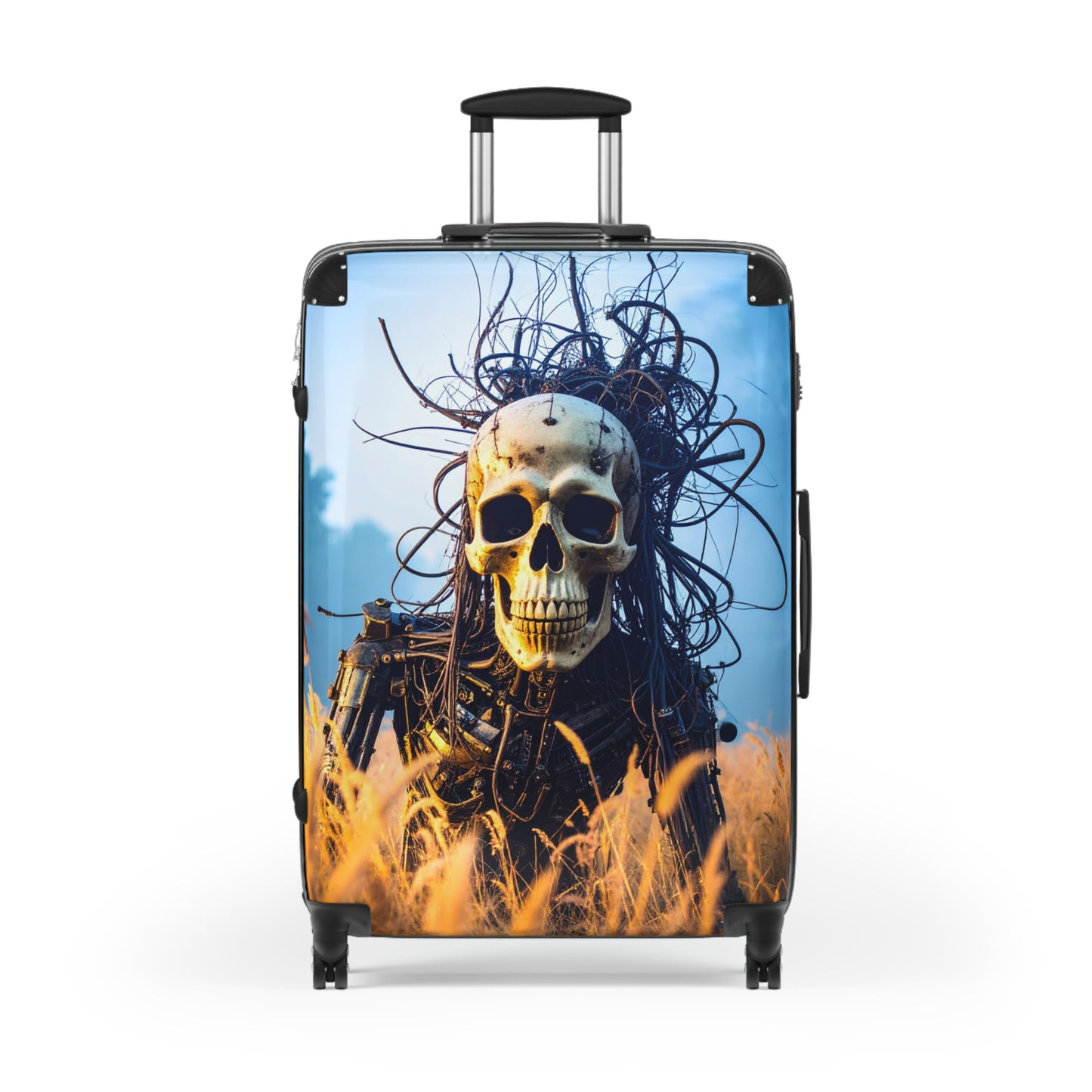 Skull Design Suitcase - Edgy Luggage for Travel, Halloween Decor, Unique Gifts, Skull Lover Merchandise, Travel Accessories
