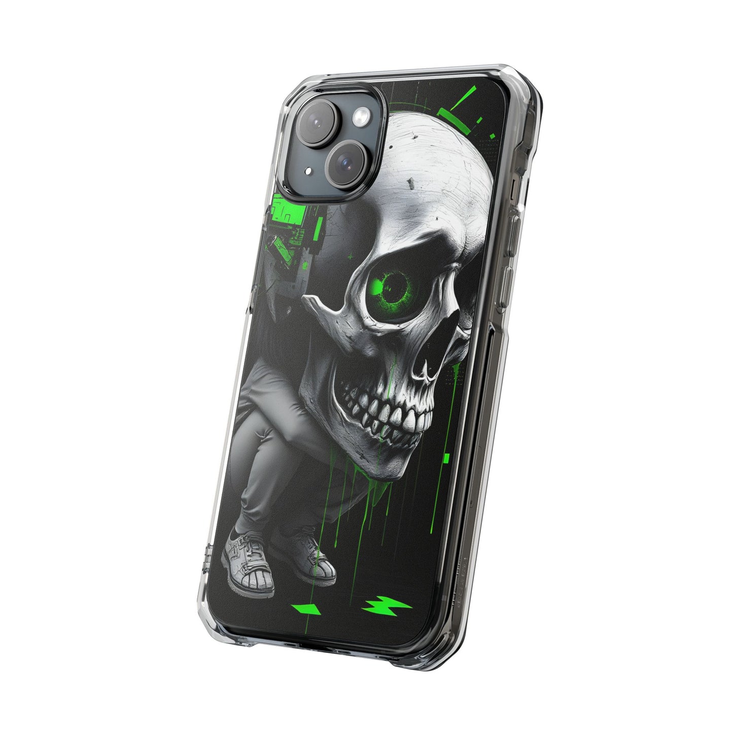 Edgy Skull Phone Case - Magnetic Clear Impact Cases, Unique Phone Cover, Goth Accessory, Halloween Gift, Stylish Tech Protection