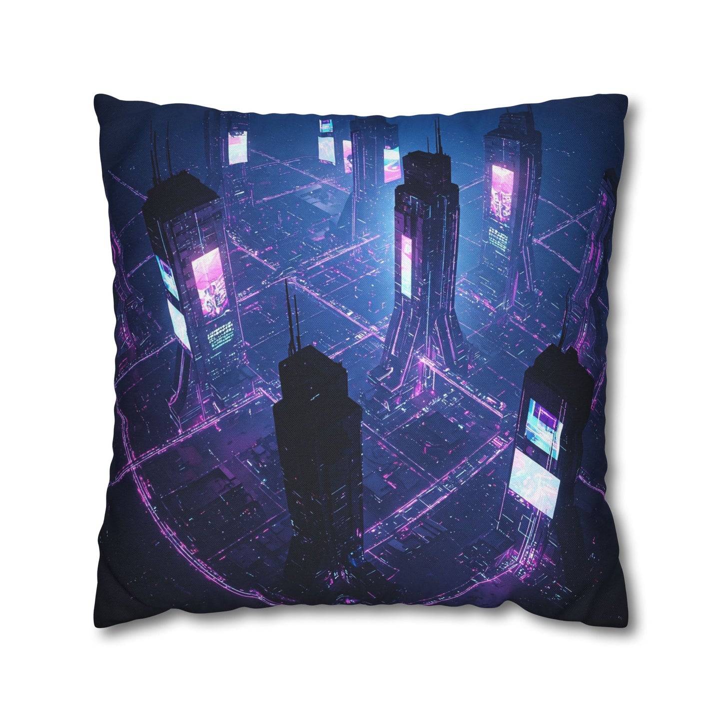 Futuristic Cityscape Pillowcase, Home Decor, Throw Pillow Cover, Gift for Gamers, Cyberpunk Vibe, Modern Bedroom Accent