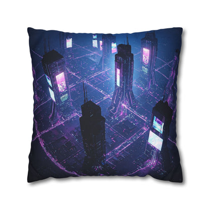 Futuristic Cityscape Pillowcase, Home Decor, Throw Pillow Cover, Gift for Gamers, Cyberpunk Vibe, Modern Bedroom Accent