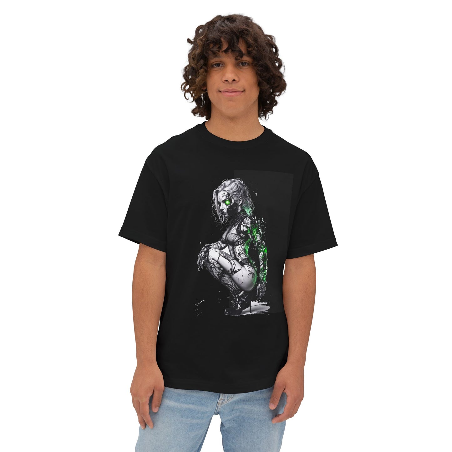 Cyberpunk-Inspired Unisex Oversized Tee, Streetwear T-Shirt, Graphic Tee for Art Lovers, Casual Wear, Unique Gift