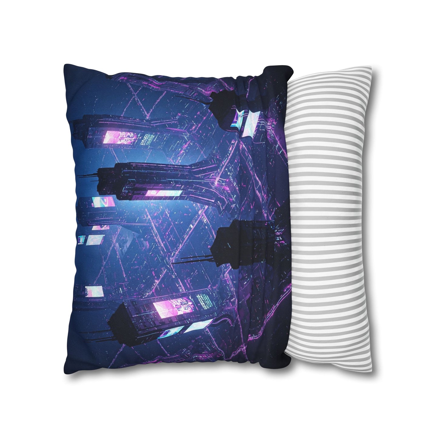 Futuristic Cityscape Pillowcase, Home Decor, Throw Pillow Cover, Gift for Gamers, Cyberpunk Vibe, Modern Bedroom Accent