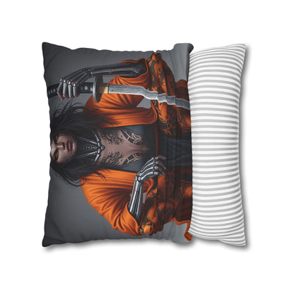 Fierce Warrior Design Pillowcase, Unique Home Decor, Boho Accent Pillow, Anime Art, Gift for Her, Cosplay Lovers