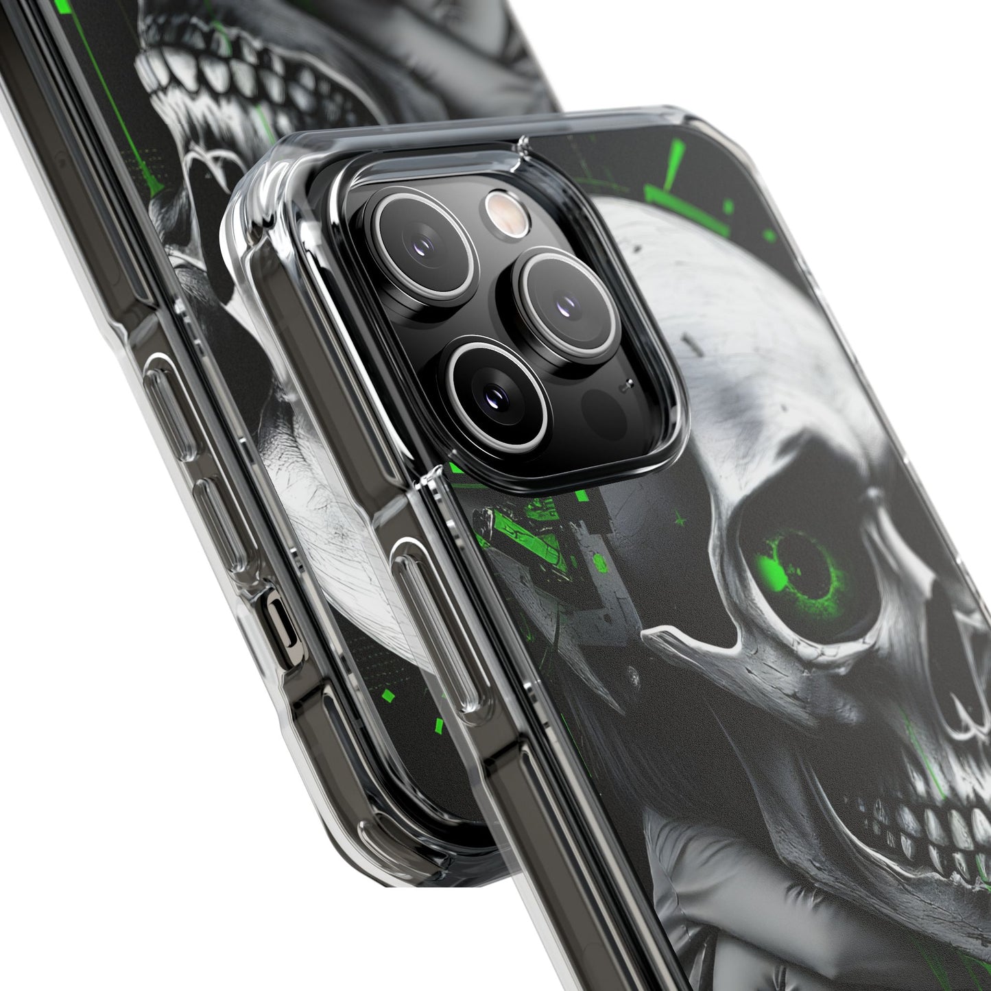 Edgy Skull Phone Case - Magnetic Clear Impact Cases, Unique Phone Cover, Goth Accessory, Halloween Gift, Stylish Tech Protection