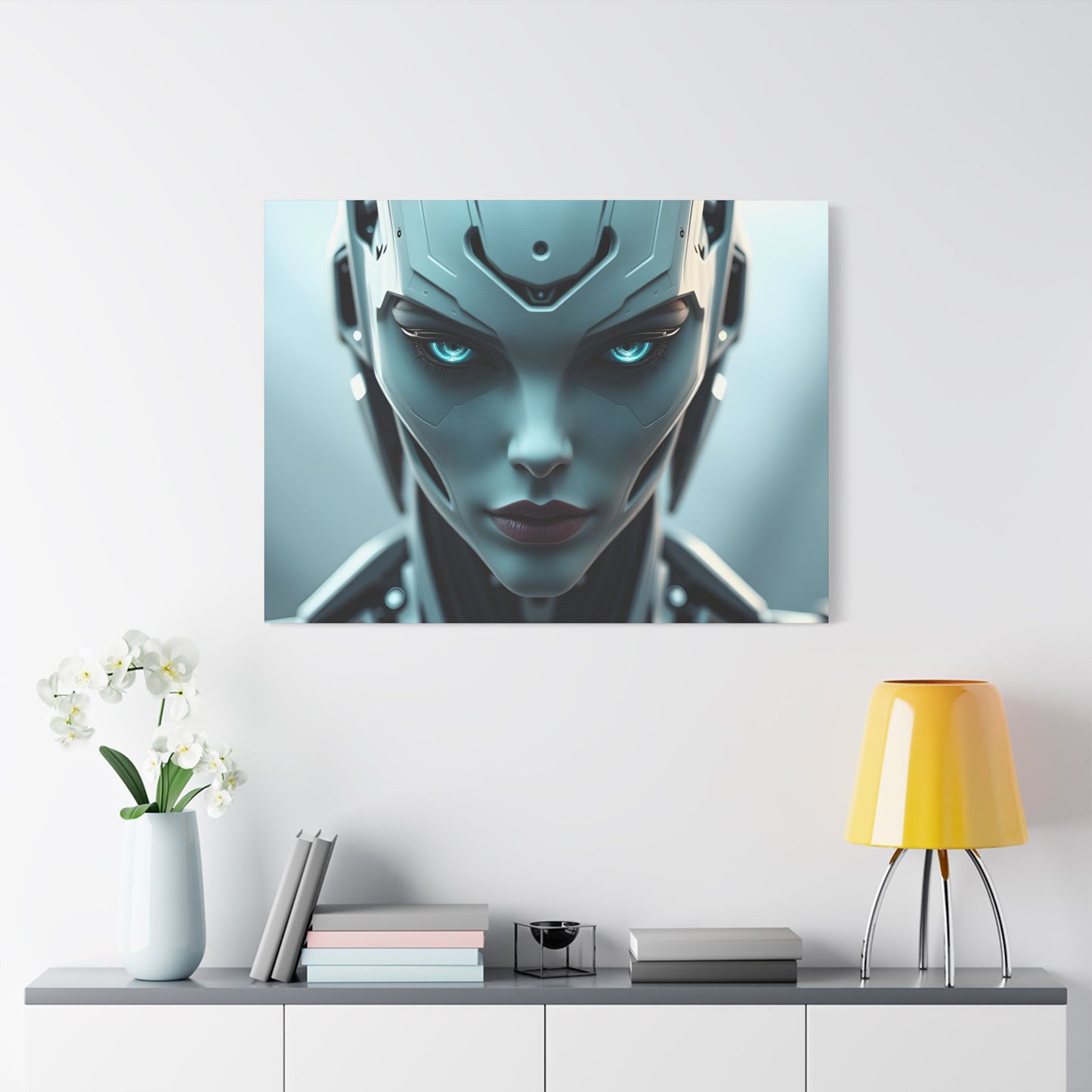 Futuristic Robot Art Canvas Print, Sci-Fi Wall Decor, Modern Home Artwork, Tech-Inspired Gift, Unique Living Room Accent
