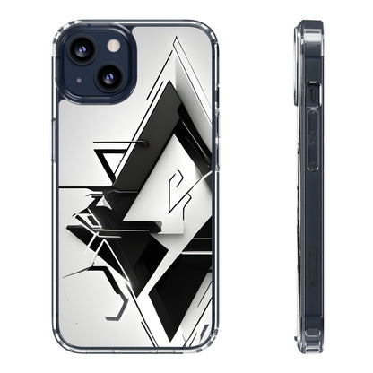 Clear Phone Case with Abstract Edgy Design Print