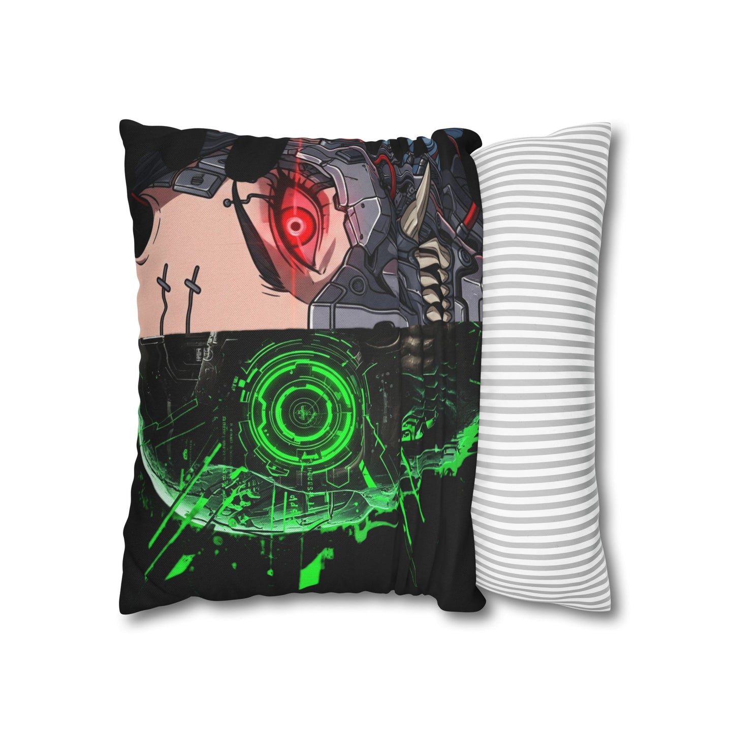 Futuristic Cyborg Pillowcase, Decorative Pillow Cover, Cyberpunk Home Decor, Gift for Sci-Fi Lovers, Gaming Room Accessory