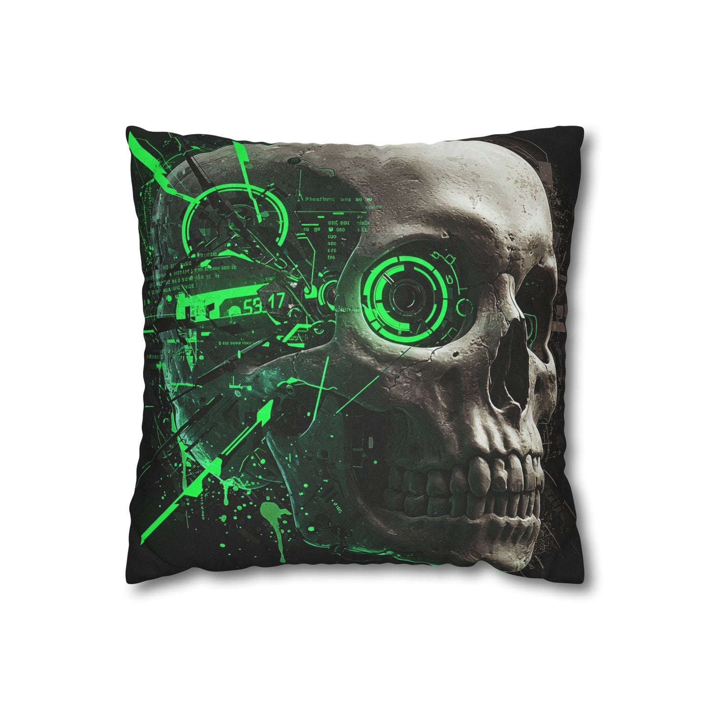 Futuristic Skull Pillowcase - Edgy Home Decor, Gothic Accessories, Cyberpunk Living Room, Halloween Decorations, Unique Gift Idea