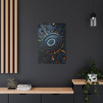 Futuristic Satin Canvas Wall Art, Modern Home Decor, Tech-Inspired Art Print, Unique Gift Idea, Abstract Wall Decoration, Cyberpunk Art