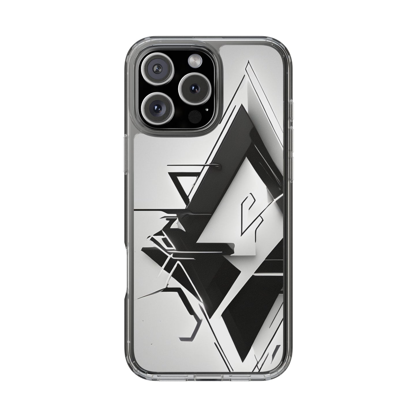 Clear Phone Case with Abstract Edgy Design Print