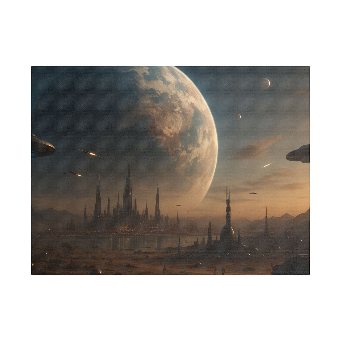 Stretched Canvas Art Print, Sci-Fi Landscape Decor, Galaxy Wall Art, Unique Home Decoration, Gift for Space Lovers