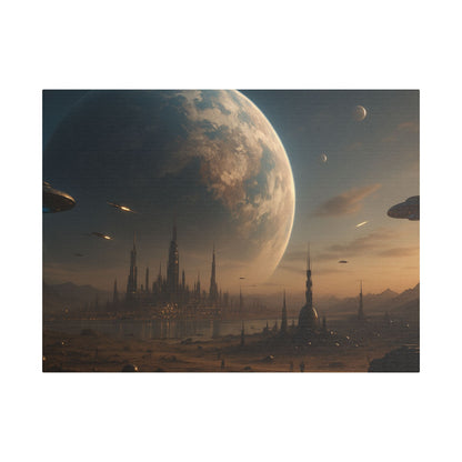 Stretched Canvas Art Print, Sci-Fi Landscape Decor, Galaxy Wall Art, Unique Home Decoration, Gift for Space Lovers
